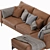 Modern Leather Chaise Lounge - West Elm Harper 3D model small image 4