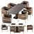 Modern Garda Chair and Diamond Table Set 3D model small image 2