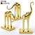 Golden Elephant Figurines 3D model small image 1