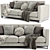 Modern Reversi 2-Seater Molteni & C Sofa 3D model small image 2