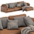 Ditre Krisby Leather Chaise 3D model small image 1