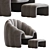 Sleek Art Deco Armchair 3D model small image 3