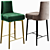Luxury Pleat Velvet Bar Stool 3D model small image 1