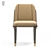 Sleek Wood Metal Fabric Dining Chair 3D model small image 3