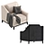 Elegant CORLEONE Armchair - Timeless Luxury 3D model small image 6