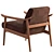 Modern Leather Show Wood Chair 3D model small image 2