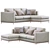 Sleek Modern Leather Sofa 3D model small image 1