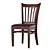 Mahogany Wood Restaurant Chair: Elegant Vertical Slat Back 3D model small image 3