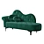 Velvet Green Button Tufted Chaise Lounge 3D model small image 1