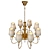 Elegant Golden Chandelier with White Fabric Shades 3D model small image 4