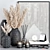 Stylish Decor Set: Pampas, Vases, Books, Candlesticks 3D model small image 1