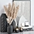 Stylish Decor Set: Pampas, Vases, Books, Candlesticks 3D model small image 3