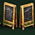 Restaurant Chalkboard Set with Plants 3D model small image 3