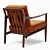 Walnut Framed Mid-Century Lounge Chair 3D model small image 9