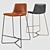 Sleek Saddle Leather Bar Stool 3D model small image 4