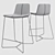 Sleek Saddle Leather Bar Stool 3D model small image 5