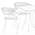 Modern Zebra Square Table & Ria Dining Armchair 3D model small image 5