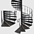 Sleek Metal Spiral Staircase 3D model small image 1