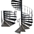 Sleek Metal Spiral Staircase 3D model small image 2