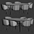 Modern Dining Set with Metal, Wood, and Velvet Accents 3D model small image 3