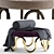 Luxury Round Ottoman with Metal and Wood Legs 3D model small image 1