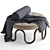 Luxury Round Ottoman with Metal and Wood Legs 3D model small image 3