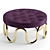 Luxury Round Ottoman with Metal and Wood Legs 3D model small image 4