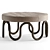 Luxury Round Ottoman with Metal and Wood Legs 3D model small image 5