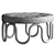 Luxury Round Ottoman with Metal and Wood Legs 3D model small image 7