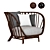 Elegant Kyoto Rattan Armchair 3D model small image 1