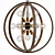 Gold and Wood Sputnik Orb Chandelier 3D model small image 1