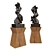 Title: Elegant Metal Abstract Figure on Wooden Pedestal 3D model small image 1