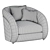 Luxury Bentley Home Beaumont Armchair 3D model small image 4