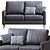 Luxury Block Jumbo Loveseat Leather Sofa 3D model small image 1