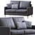 Luxury Block Jumbo Loveseat Leather Sofa 3D model small image 4
