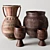 African Clay and Wood Vases 3D model small image 12