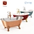 Sleek Metal Clawfoot Bathtub 3D model small image 12