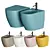 Nic PIN WC - Ceramic Wall-hung Toilet & Bidet 3D model small image 4