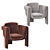 Luxurious Floria Velvet Chair 3D model small image 2