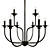 Sleek Black Metal Farmhouse Chandelier 3D model small image 1