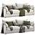 Elegant Ashlee 3.5-Seat Sofa 3D model small image 1