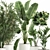 Exotic Plant Collection in White Planters 3D model small image 3