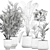 Exotic Plant Collection in White Planters 3D model small image 6