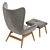 Curved Armchair with Footrest: Crueso 3D model small image 3