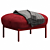 Plush Scarlet Ottoman | Luxe Velvet 3D model small image 1
