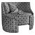 Eternal Love Velvet Armchair 3D model small image 7