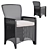 Faux Rattan Chair Set + Side Table 3D model small image 3