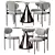 Elegant Dery Chair & Silhouette Oval Table 3D model small image 1