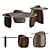 Sleek Wood Shark Tables 3D model small image 1