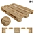 Premium Wooden Pallet: 800mm x 1200mm x 144mm 3D model small image 1